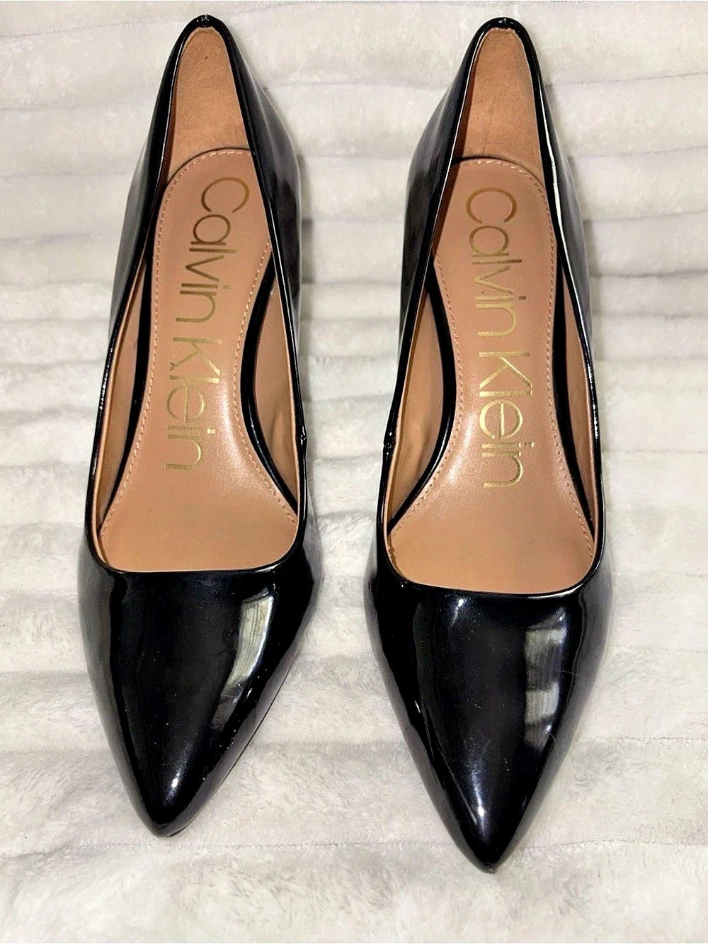 Calvin Klein Kamara Pointed Toe Leather Heels Black US 8M